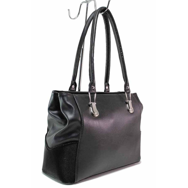 Черна дамска чанта, здрава еко-кожа - удобство и стил за вашето ежедневие N 100019982