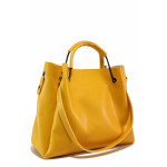 Жълта дамска чанта, здрава еко-кожа - удобство и стил за вашето ежедневие N 100019984