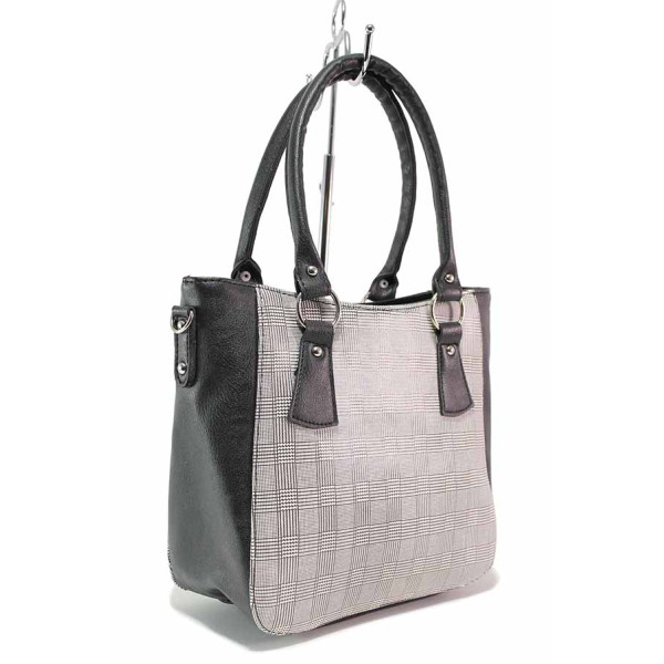 Сива дамска чанта, здрава еко-кожа - удобство и стил за вашето ежедневие N 100019987