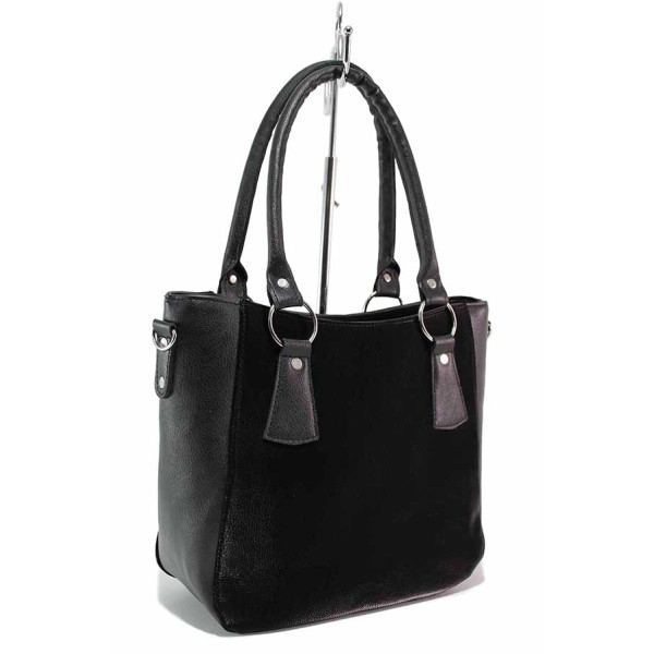 Черна дамска чанта, здрава еко-кожа - удобство и стил за вашето ежедневие N 100019988