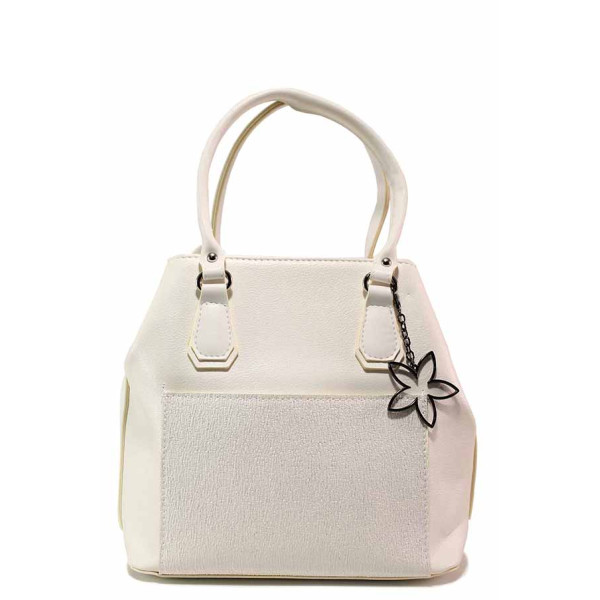 Бяла дамска чанта, здрава еко-кожа - удобство и стил за вашето ежедневие N 100020015