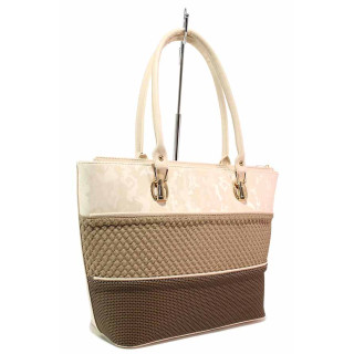 Бежова дамска чанта, здрава еко-кожа - удобство и стил за пролетта и лятото N 100020323