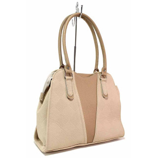 Бежова дамска чанта, здрава еко-кожа - елегантен стил за вашето ежедневие N 100020331