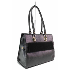 Черна дамска чанта, здрава еко-кожа - елегантен стил за вашето ежедневие N 100020339