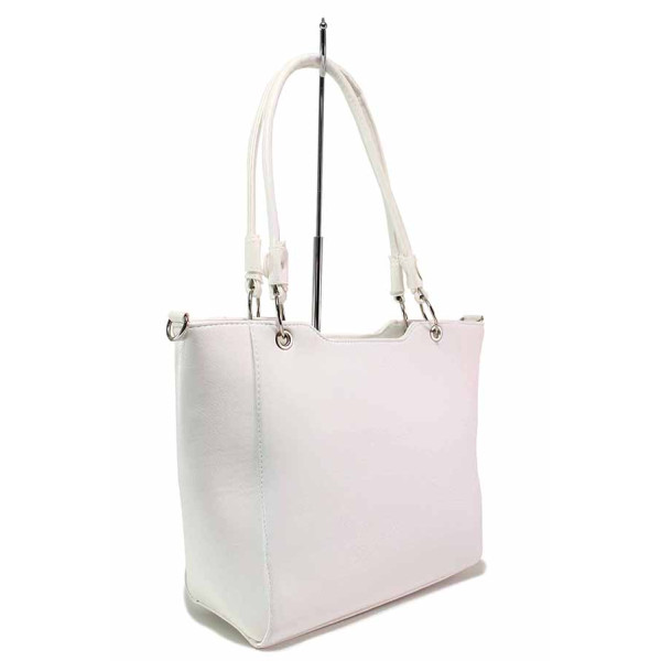Бяла дамска чанта, здрава еко-кожа - елегантен стил за пролетта и лятото N 100020340
