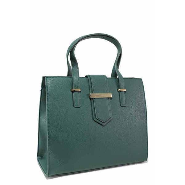 Зелена дамска чанта, здрава еко-кожа - удобство и стил за вашето ежедневие N 100020783