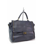 Тъмносиня дамска чанта, здрава еко-кожа - удобство и стил за вашето ежедневие N 100020786