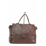 Кафява дамска чанта, здрава еко-кожа - удобство и стил за вашето ежедневие N 100020792