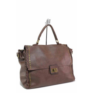 Кафява дамска чанта, здрава еко-кожа - удобство и стил за вашето ежедневие N 100020792
