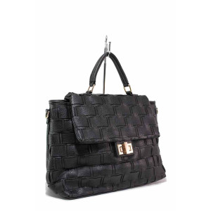 Черна дамска чанта, здрава еко-кожа - удобство и стил за вашето ежедневие N 100020794