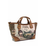 Кафява дамска чанта, здрава еко-кожа - удобство и стил за вашето ежедневие N 100021102