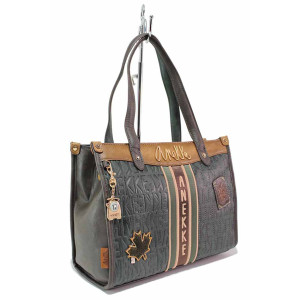 Зелена дамска чанта, здрава еко-кожа - удобство и стил за вашето ежедневие N 100021106