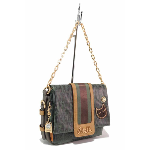 Зелена дамска чанта, здрава еко-кожа - удобство и стил за есента и зимата N 100021239