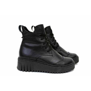 Черни анатомични дамски боти, естествена кожа - ежедневни обувки за есента и зимата N 100022625