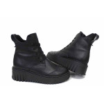 Черни дамски боти, естествена кожа - ежедневни обувки за есента и зимата N 100022625