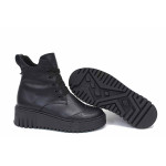 Черни дамски боти, естествена кожа - ежедневни обувки за есента и зимата N 100022625