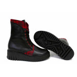 Черни дамски боти, естествена кожа - всекидневни обувки за есента и зимата N 100021207