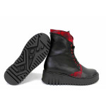 Черни дамски боти, естествена кожа - всекидневни обувки за есента и зимата N 100021207