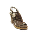 Бежови дамски сандали, естествена кожа - официални обувки за лятото N 100019201