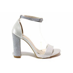 Бели анатомични дамски сандали, здрава еко-кожа - елегантни обувки за пролетта и лятото N 100019225