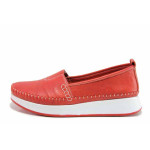 Червени дамски обувки с равна подметка, естествена кожа - всекидневни обувки за пролетта и лятото N 100019236
