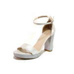Светлосиви дамски сандали, здрава еко-кожа - официални обувки за пролетта и лятото N 100019251