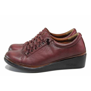 Винени анатомични дамски обувки с платформа, естествена кожа - всекидневни обувки за пролетта и лятото N 100019733