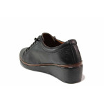 Черни анатомични дамски обувки с платформа, естествена кожа - ежедневни обувки за пролетта и лятото N 100019734