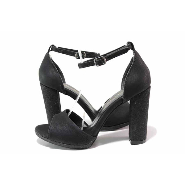 Черни анатомични дамски сандали, здрава еко-кожа - официални обувки за лятото N 100019742