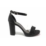 Черни анатомични дамски сандали, здрава еко-кожа - елегантни обувки за лятото N 100019743