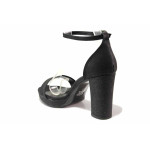 Черни анатомични дамски сандали, здрава еко-кожа - елегантни обувки за лятото N 100019743