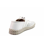 Бели дамски обувки с равна подметка, естествена кожа - всекидневни обувки за пролетта и лятото N 100019776