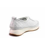 Бели дамски обувки с равна подметка, естествена кожа - ежедневни обувки за пролетта и лятото N 100019775