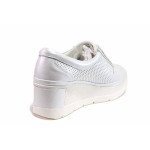 Бели дамски обувки с платформа, естествена кожа перфорирана - всекидневни обувки за пролетта и лятото N 100019807