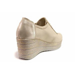 Бежови дамски обувки с платформа, естествена кожа - ежедневни обувки за пролетта и лятото N 100019879