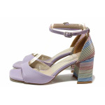 Лилави дамски сандали, здрава еко-кожа - ежедневни обувки за лятото N 100019922