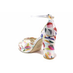Бели дамски сандали, сатенена материя - официални обувки за лятото N 100020034