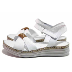 Бели дамски сандали, естествена кожа - всекидневни обувки за лятото N 100020054