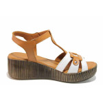 Бели дамски сандали, естествена кожа - всекидневни обувки за лятото N 100020129