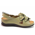 Зелени анатомични дамски сандали, естествена кожа - всекидневни обувки за лятото N 100020135