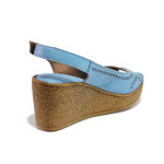 Сини дамски сандали, естествена кожа перфорирана - всекидневни обувки за лятото N 100020215