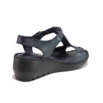 Тъмносини дамски сандали, естествена кожа - ежедневни обувки за лятото N 100020216