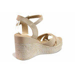 Бежови дамски сандали, здрава еко-кожа - всекидневни обувки за лятото N 100020239