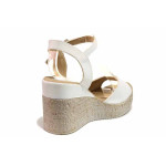 Бели дамски сандали, здрава еко-кожа - всекидневни обувки за лятото N 100020241