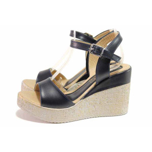 Сини дамски сандали, здрава еко-кожа - ежедневни обувки за лятото N 100020242