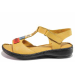 Жълти анатомични дамски сандали, естествена кожа - всекидневни обувки за лятото N 100020244