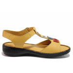 Жълти анатомични дамски сандали, естествена кожа - всекидневни обувки за лятото N 100020244