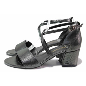 Сиви анатомични дамски сандали, здрава еко-кожа - официални обувки за лятото N 100020246