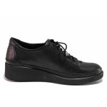 Черни анатомични дамски обувки с равна подметка, естествена кожа - всекидневни обувки за пролетта и есента N 100020403