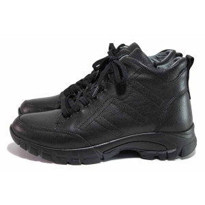 Черна анатомични дамски боти, естествена кожа - ежедневни обувки за есента и зимата N 100020413